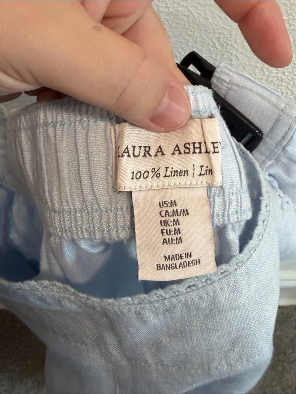 Laura Ashley 100% Linen Light Blue Wide Leg Trousers High Waisted Size Medium - Picture 4 of 9